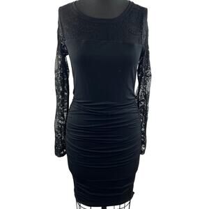 VELVET Graham & Spencer Black Lace Long Sleeve Bodycon Dress Size M Medium